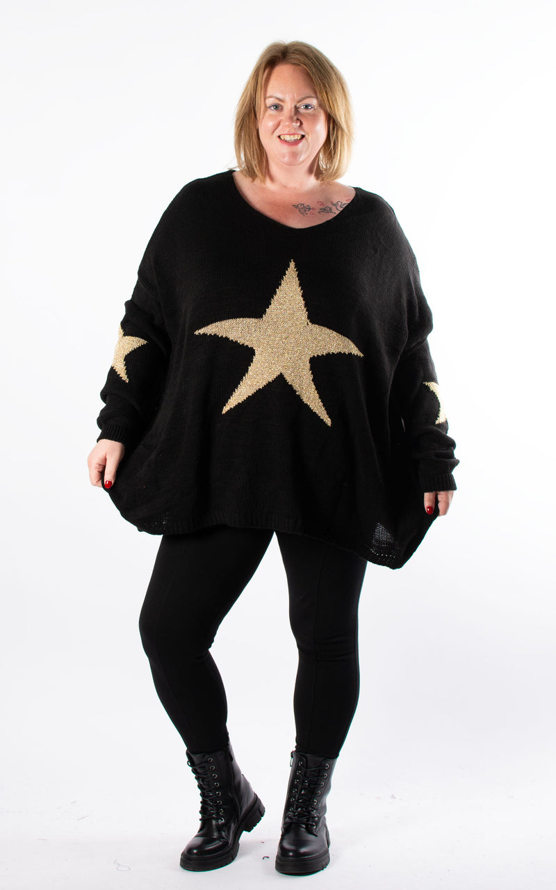 Star Knit Jumper | Black