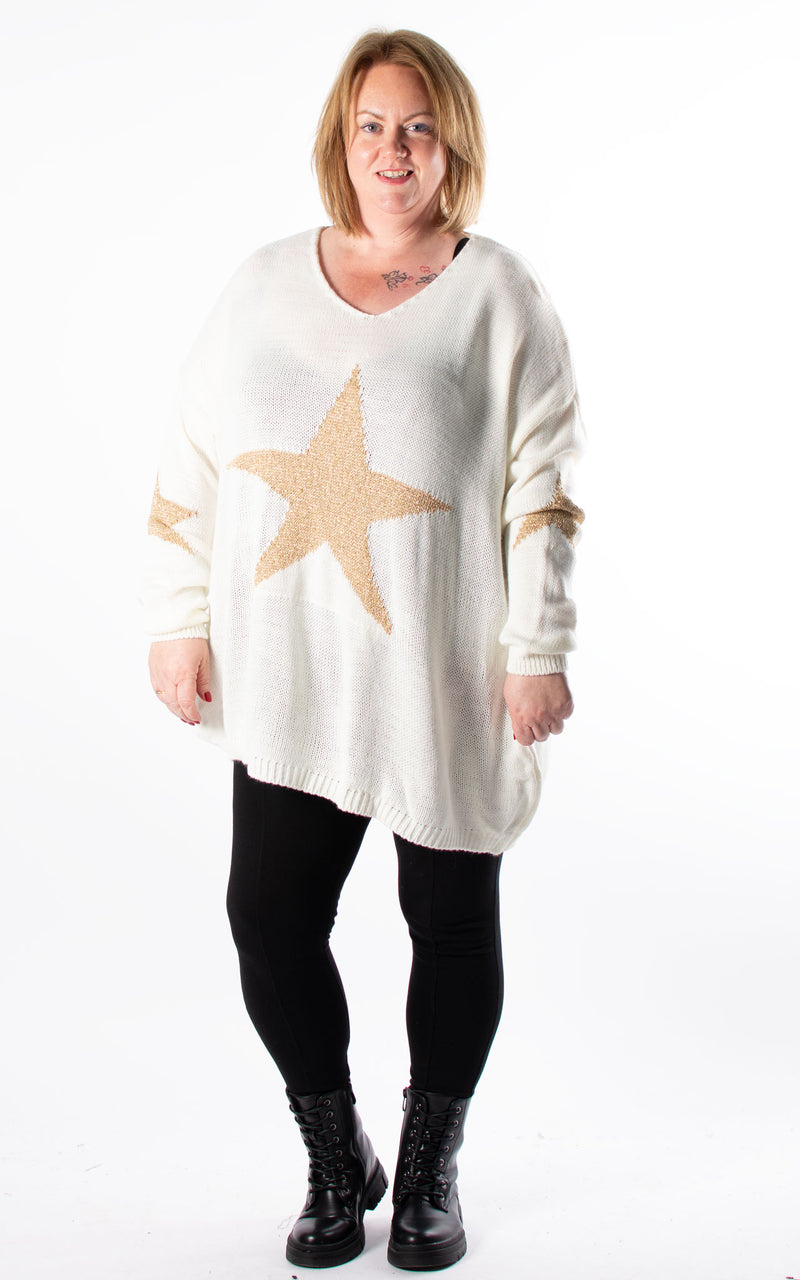 Star Knit Jumper | Winter White