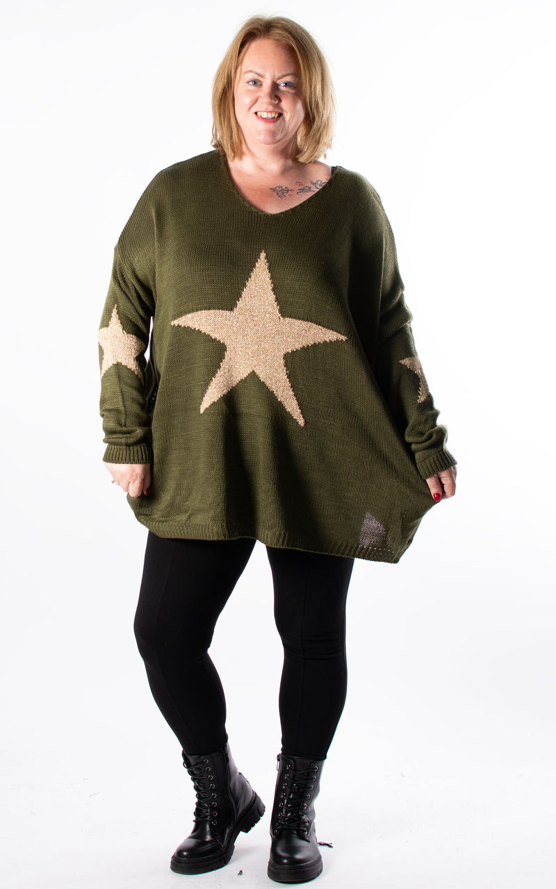 Star Knit Jumper | Khaki