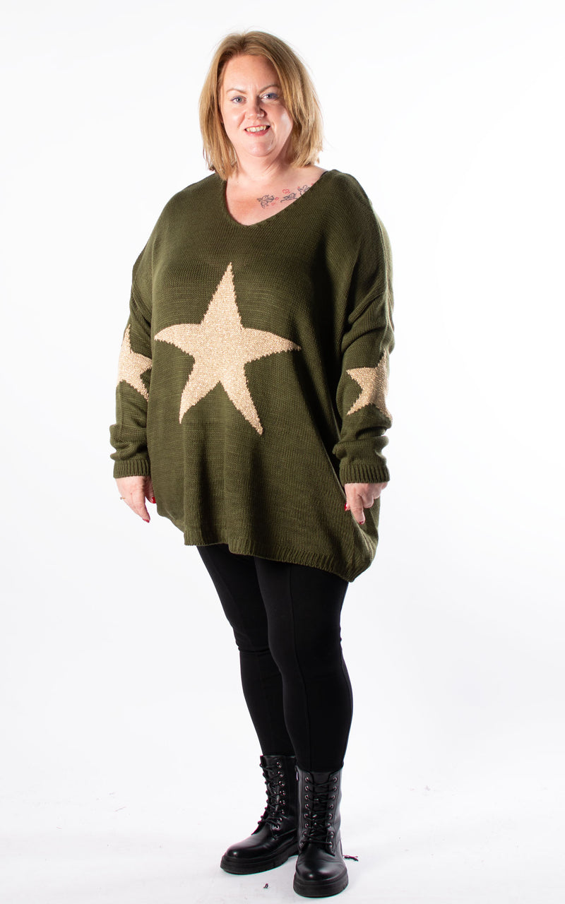 Star Knit Jumper | Khaki