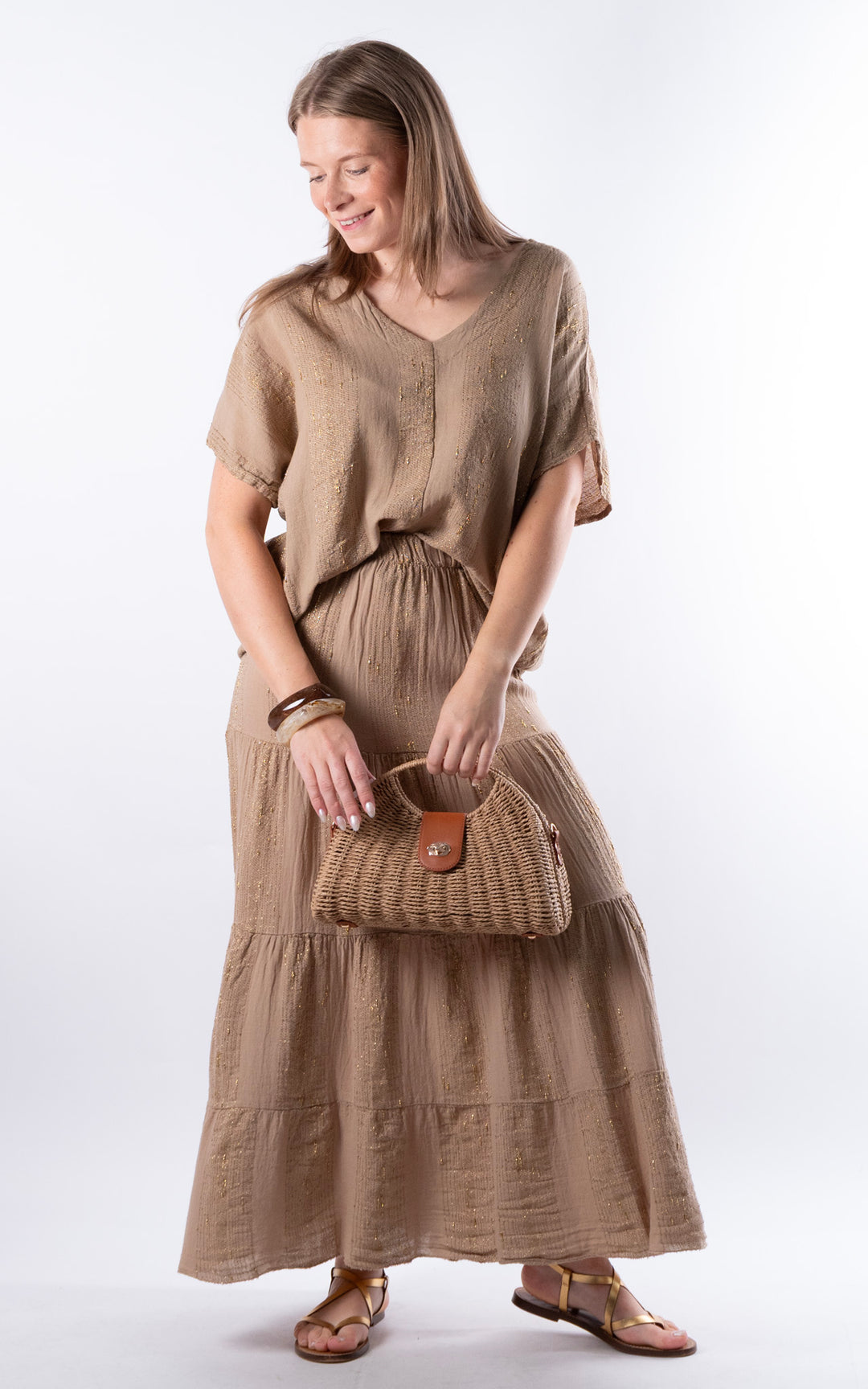 Zadie Gold Line Top | Mocha