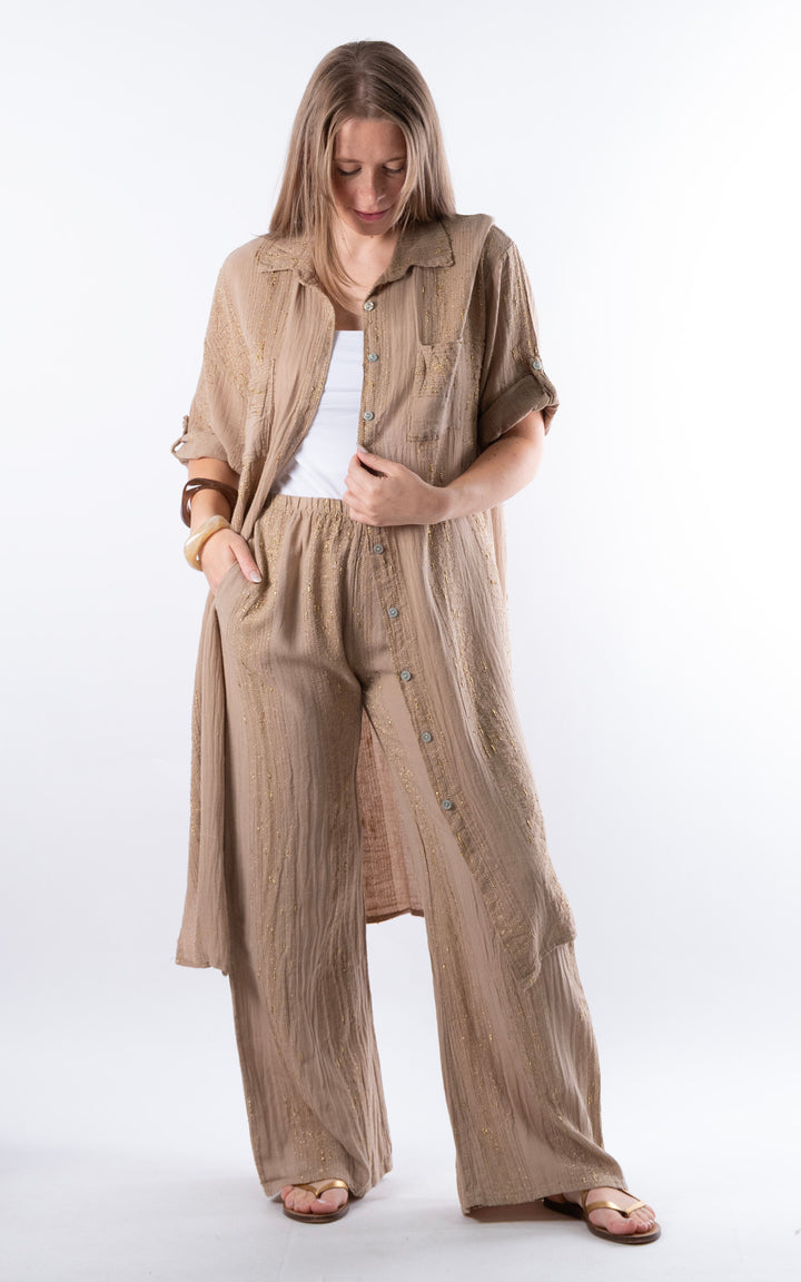 Zadie Gold Line Shirt Dress | Mocha