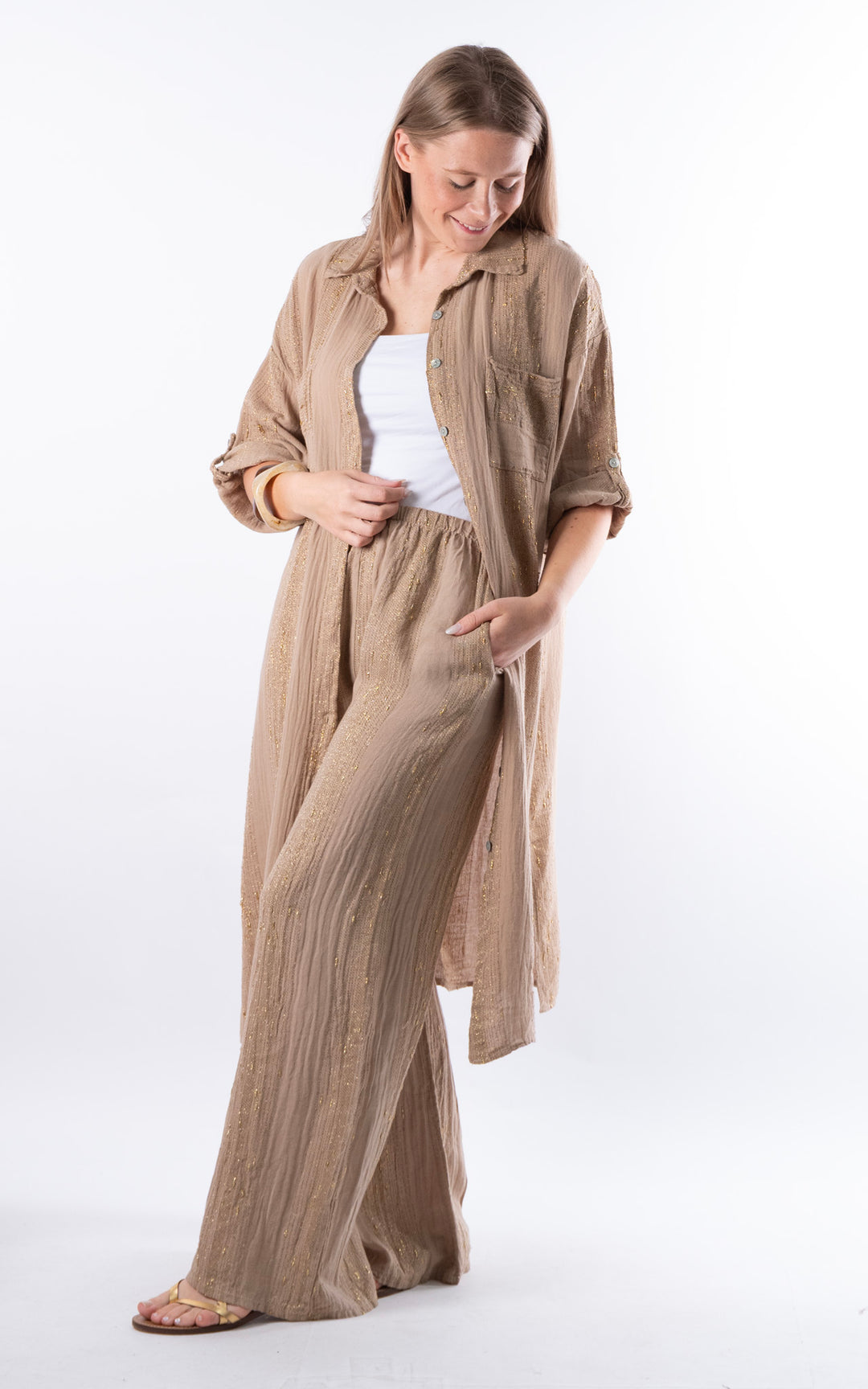 Zadie Gold Line Trousers | Mocha