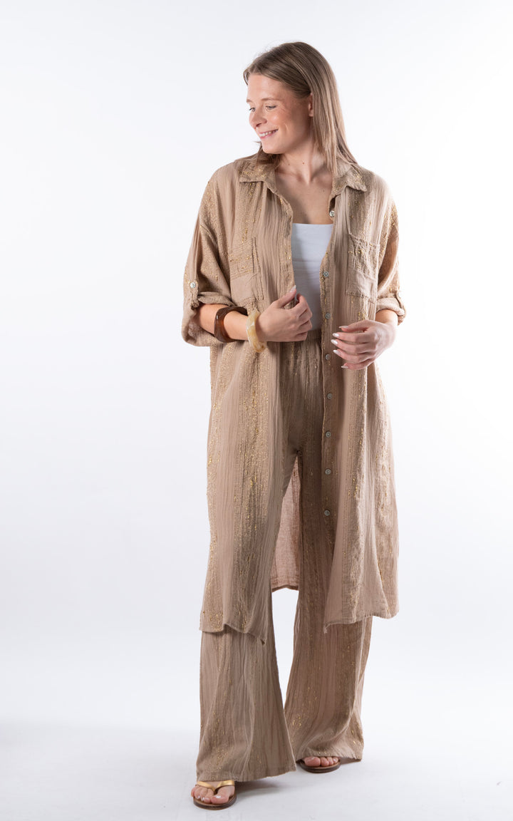 Zadie Gold Line Shirt Dress | Mocha