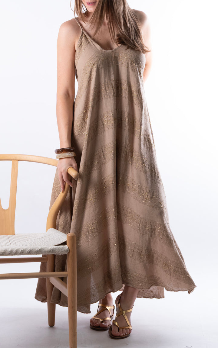 Zadie Gold Line Strap Dress | Mocha