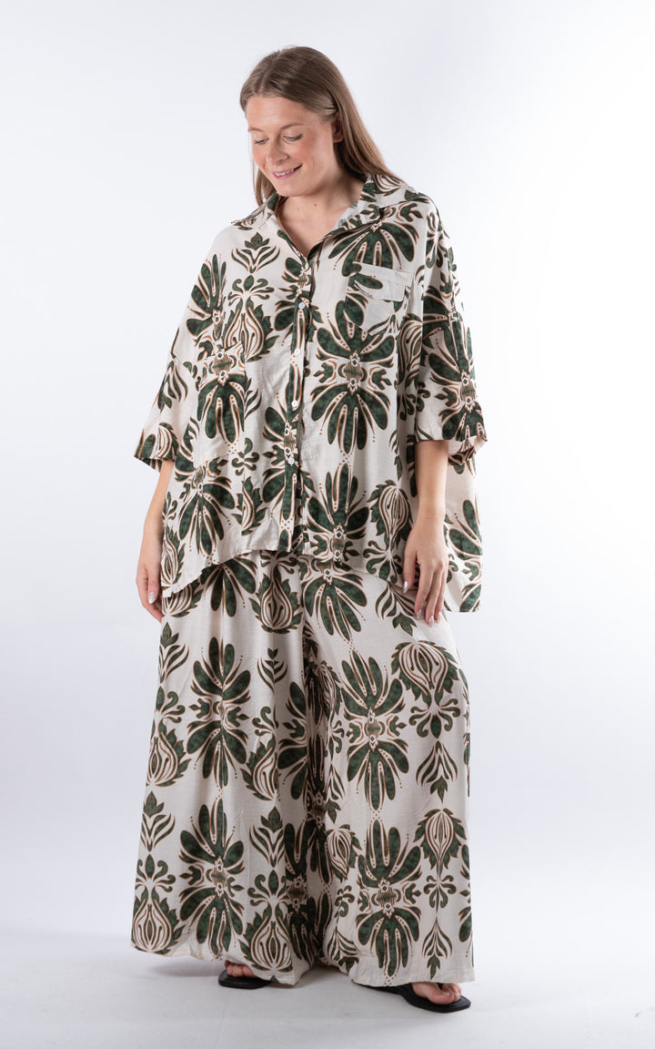 Cove Pattern Drawstring Trouser | Green