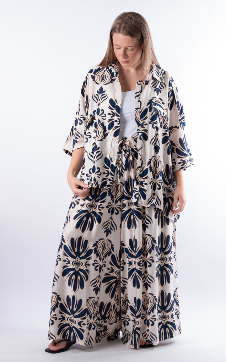 Cove Pattern Drawstring Trouser | Navy