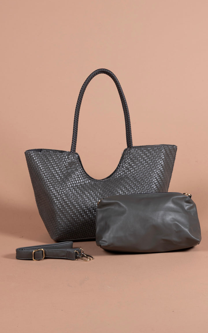 Jamie Woven Bag | Dark Grey