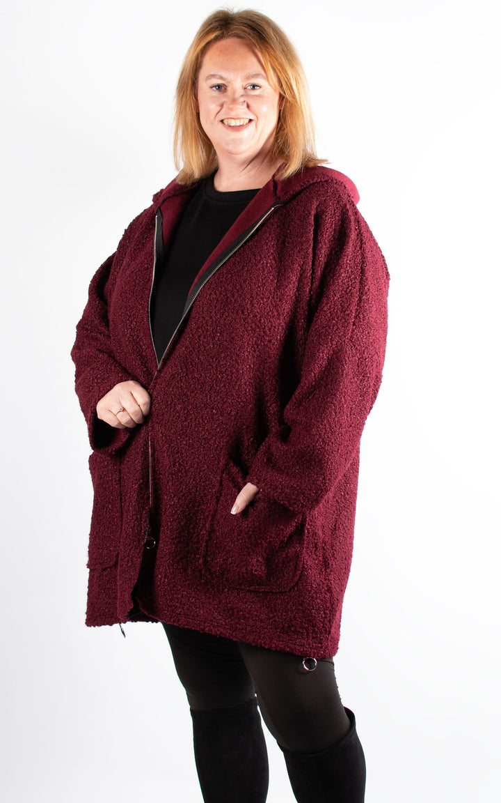 Kerry Boucle | Zip Up | Burgundy