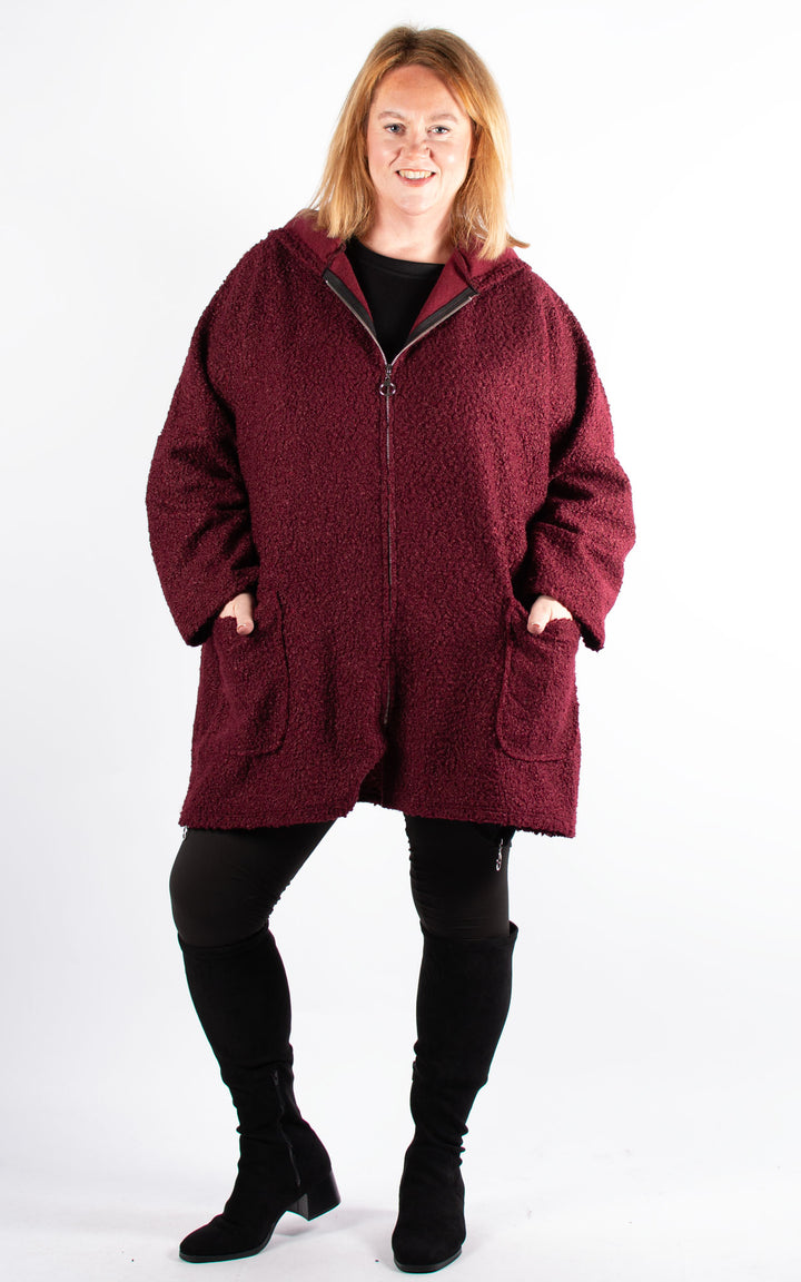 Kerry Boucle | Zip Up | Burgundy