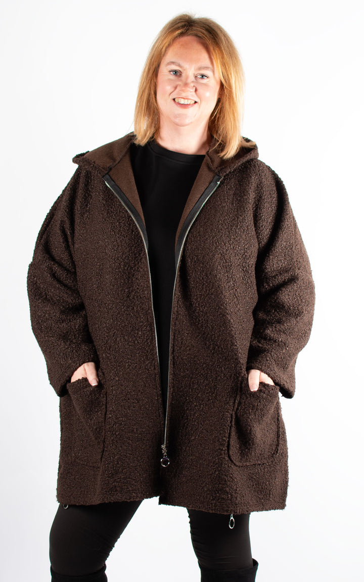 Kerry Boucle | Zip Up | Chocolate