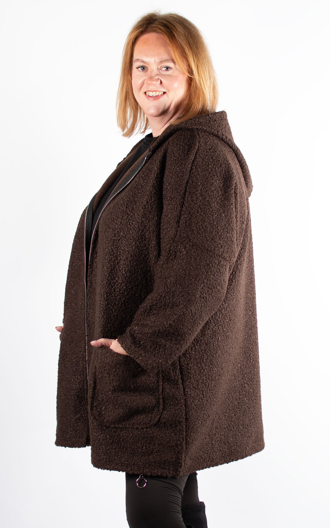 Kerry Boucle | Zip Up | Chocolate