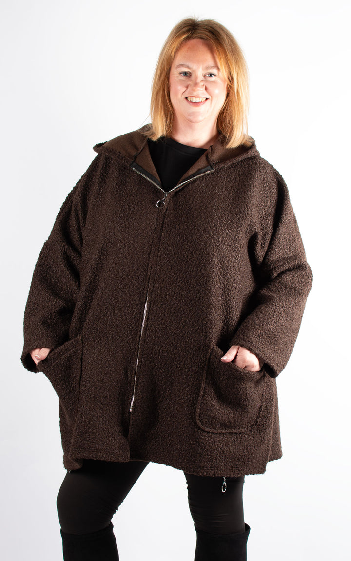 Kerry Boucle | Zip Up | Chocolate