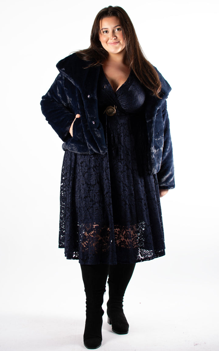 Lace Wrap Dress | Navy