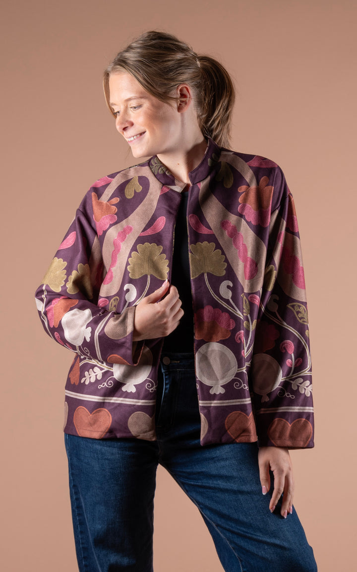 Freya Faux Suede Jacket | Heart | Plum