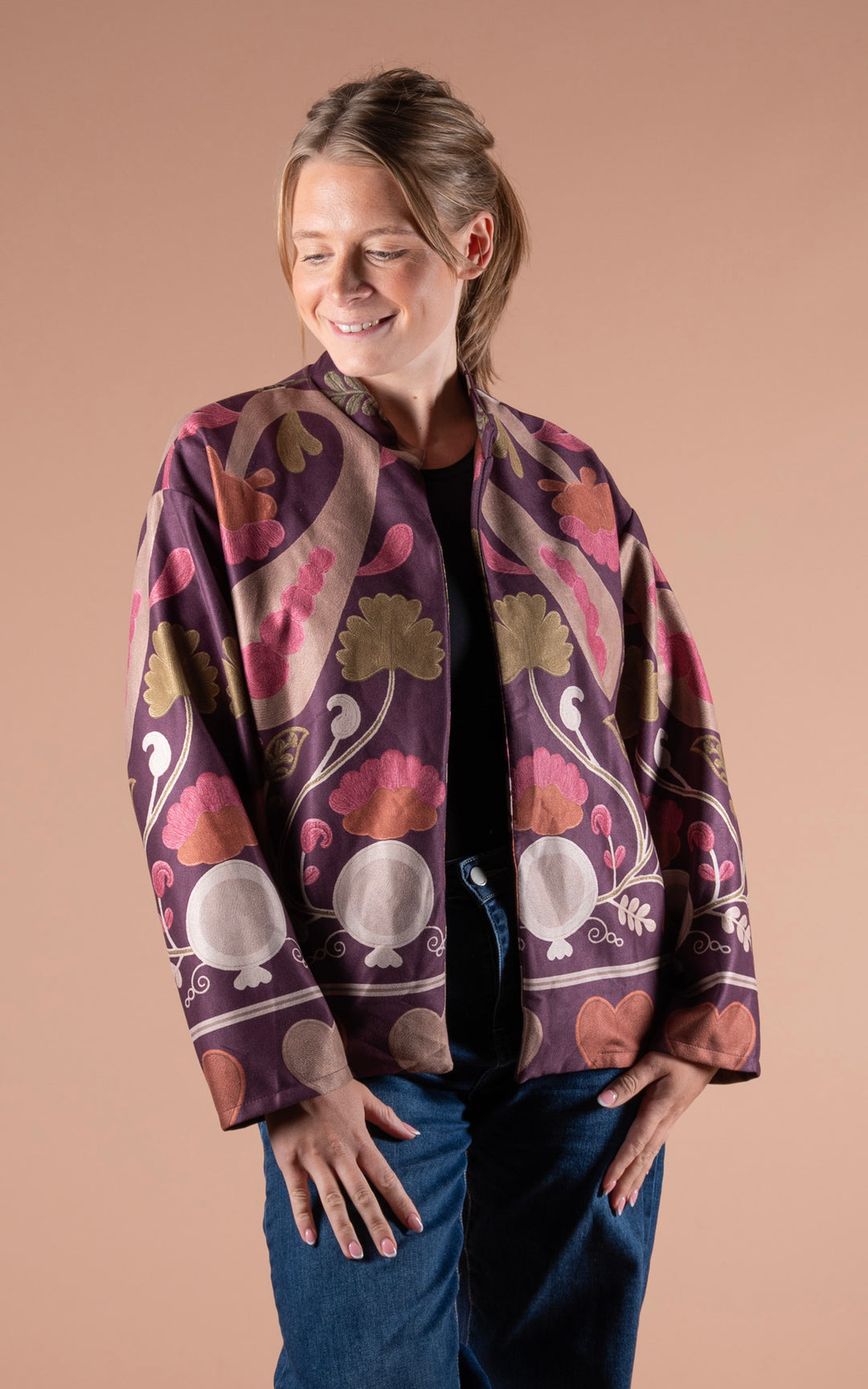 Freya Faux Suede Jacket | Heart | Plum