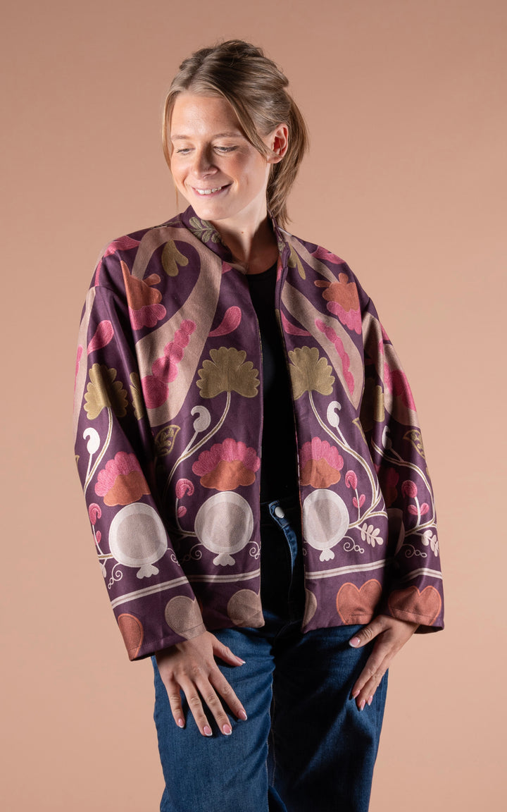 Freya Faux Suede Jacket | Heart | Plum