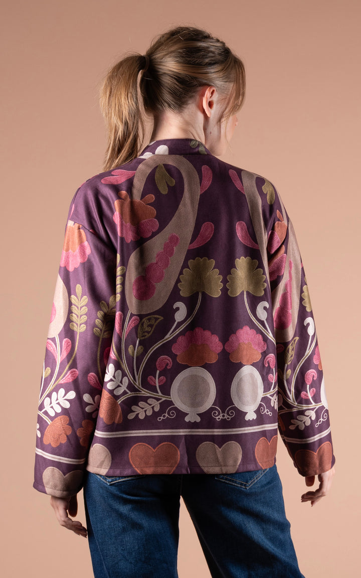 Freya Faux Suede Jacket | Heart | Plum