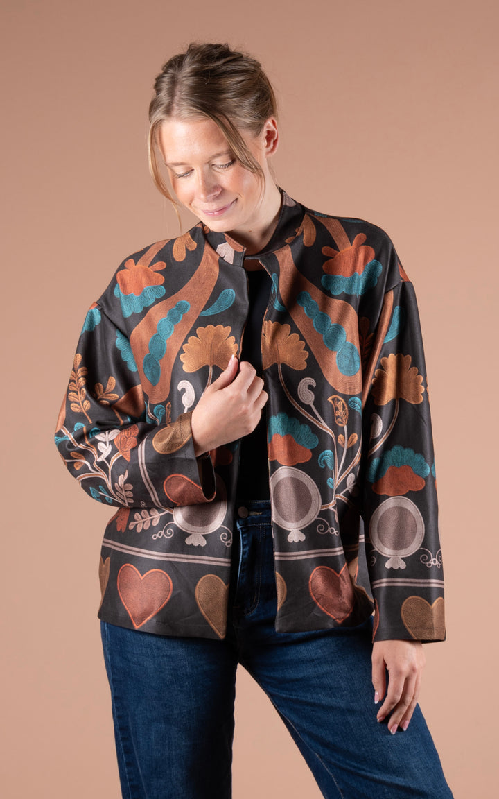 Freya Faux Suede Jacket | Heart | Black