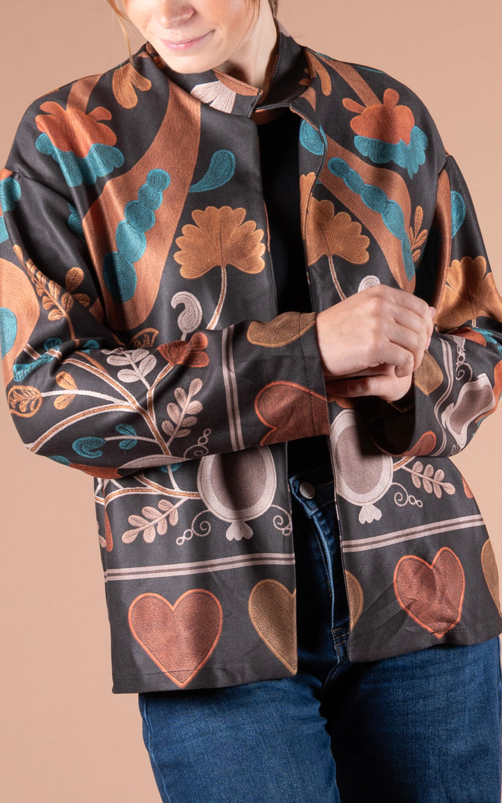 Freya Faux Suede Jacket | Heart | Black