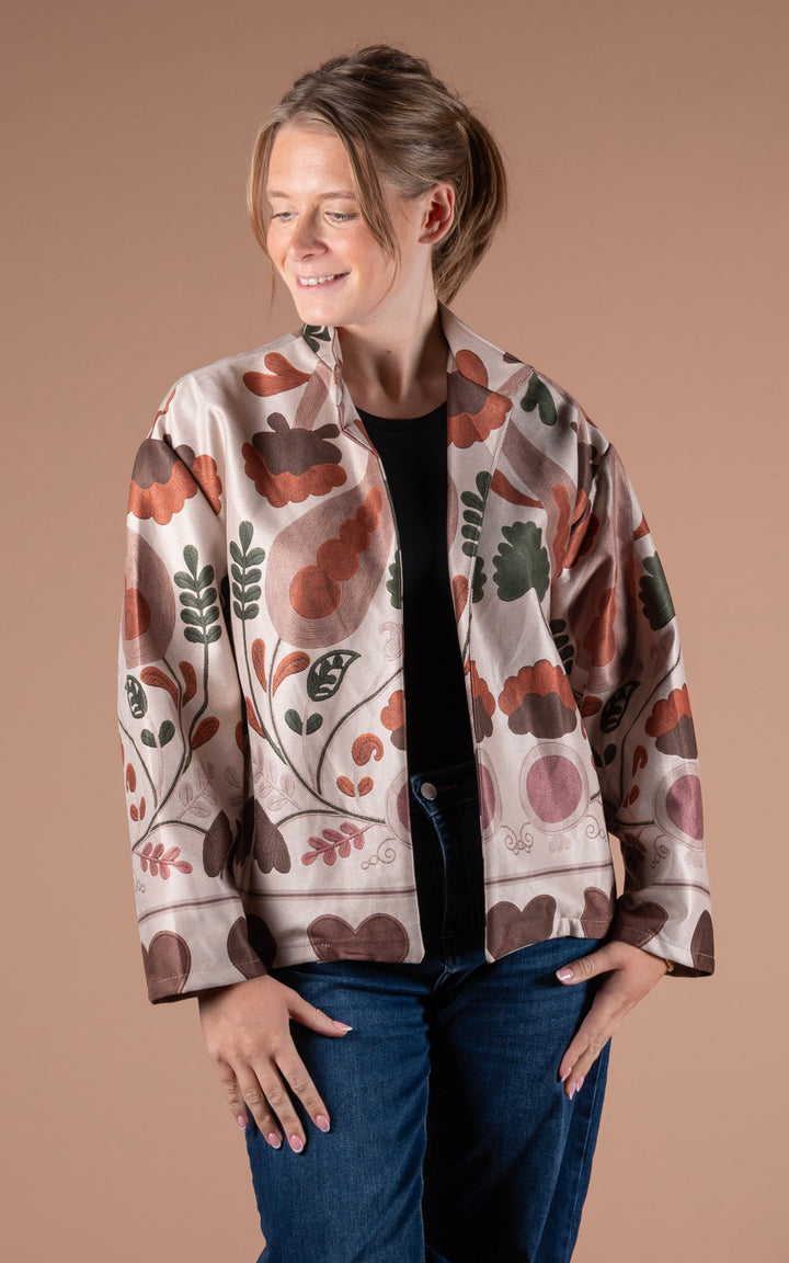 Freya Faux Suede Jacket | Heart | Stone