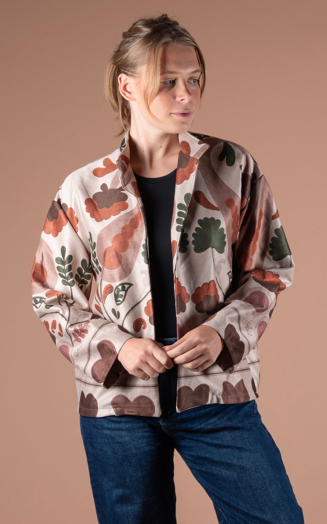Freya Faux Suede Jacket | Heart | Stone