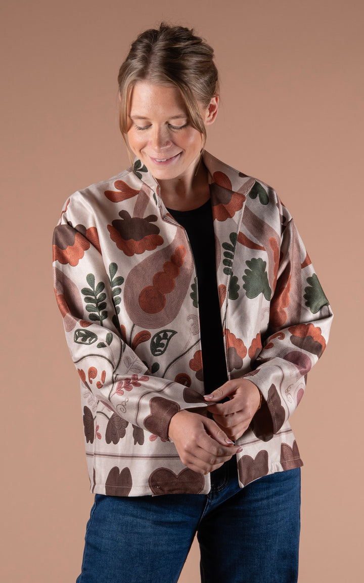 Freya Faux Suede Jacket | Heart | Stone