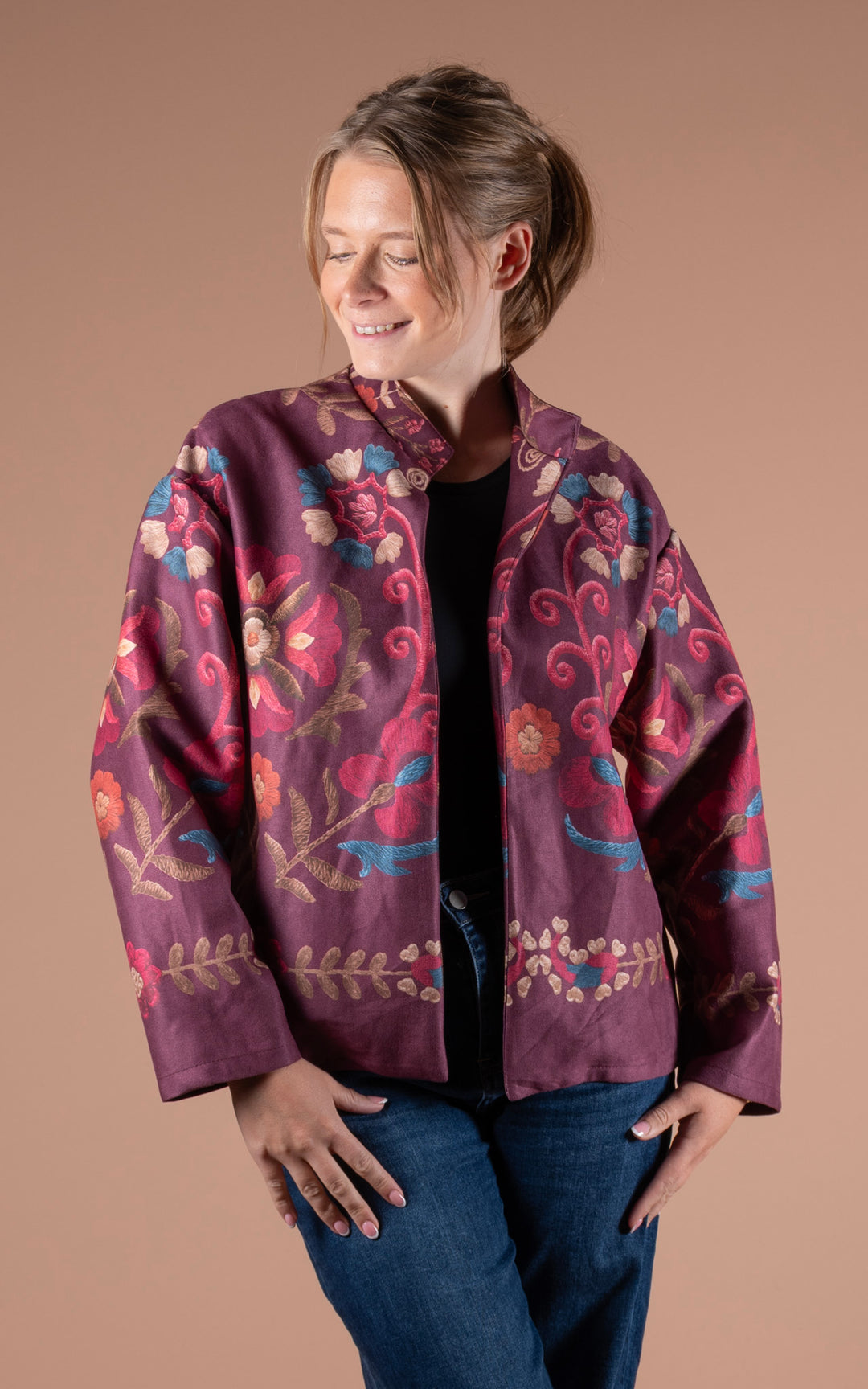 Freya Faux Suede Jacket | Vine | Plum
