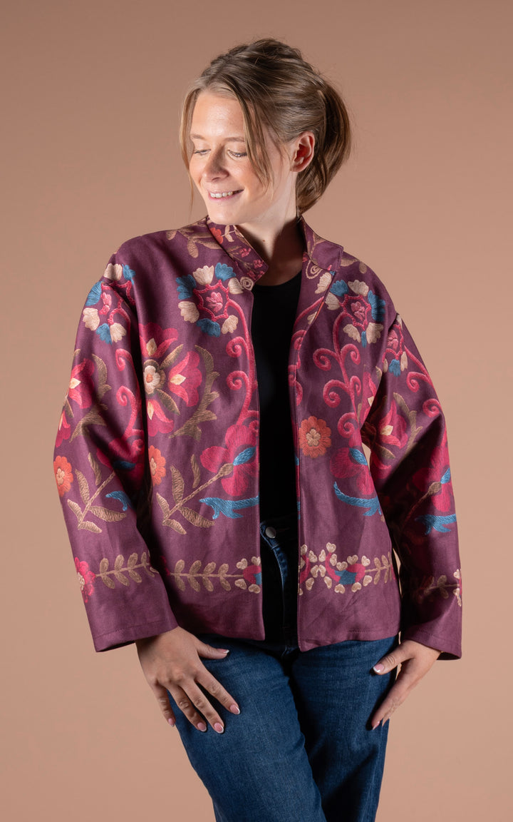 Freya Faux Suede Jacket | Vine | Plum