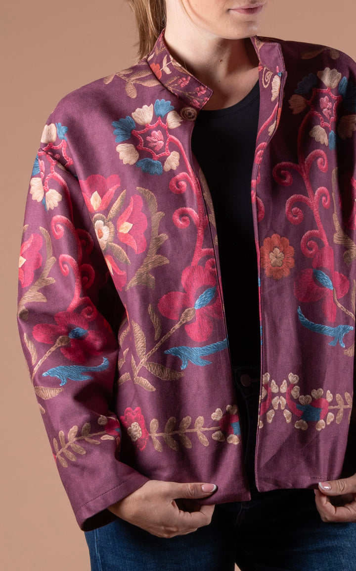 Freya Faux Suede Jacket | Vine | Plum