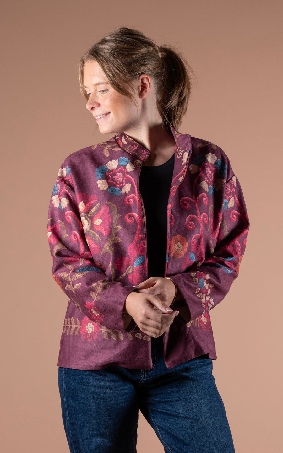 Freya Faux Suede Jacket | Vine | Plum
