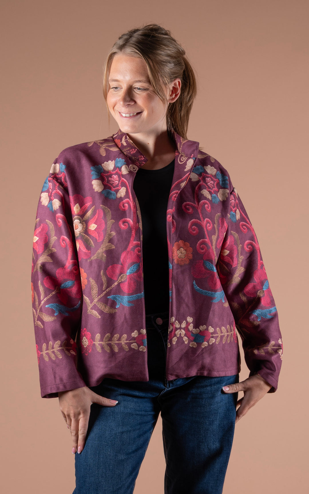 Freya Faux Suede Jacket | Vine | Plum