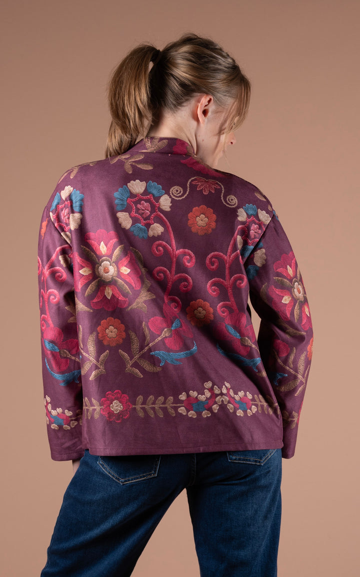 Freya Faux Suede Jacket | Vine | Plum