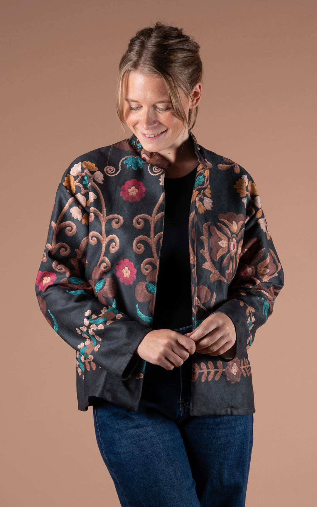 Freya Faux Suede Jacket | Vine | Black