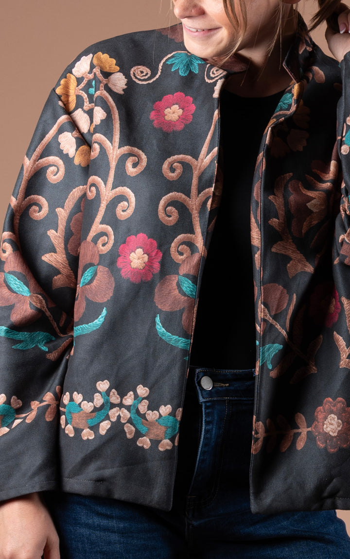 Freya Faux Suede Jacket | Vine | Black