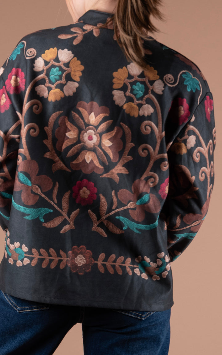 Freya Faux Suede Jacket | Vine | Black