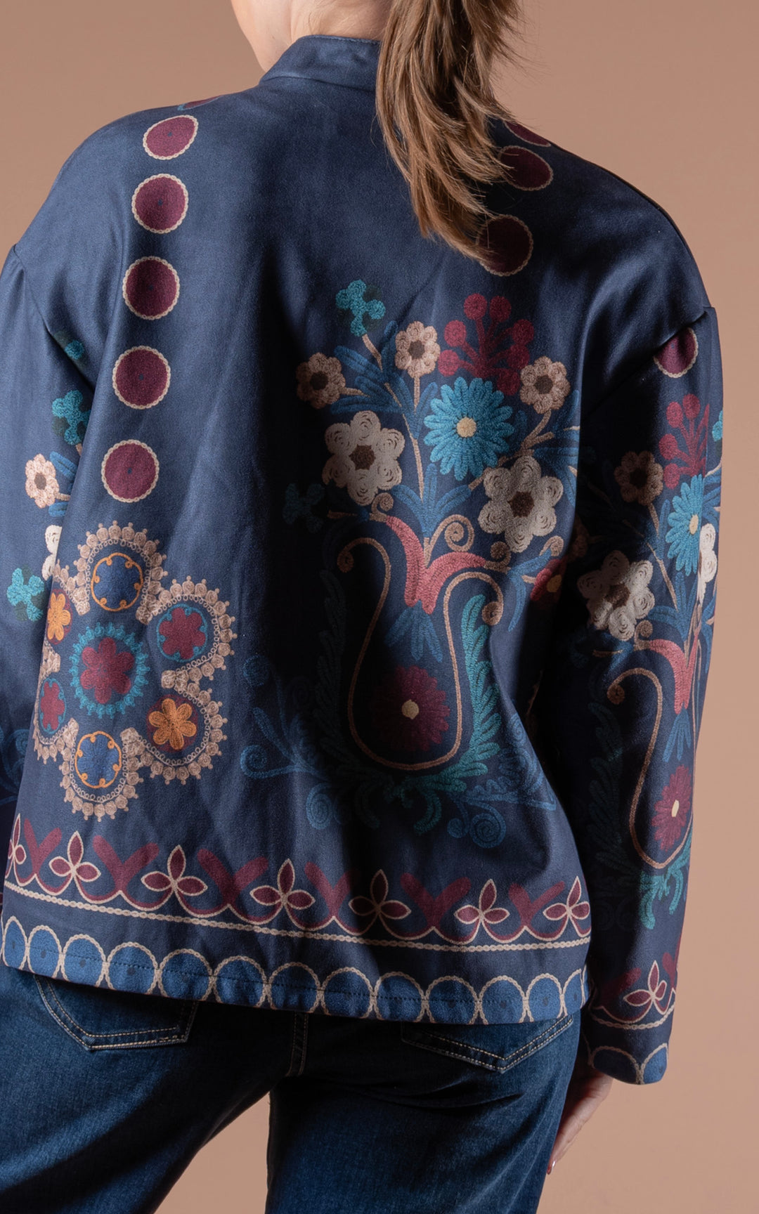 Freya Faux Suede Jacket | Scallop | Navy