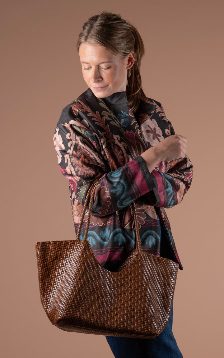 Freya Faux Suede Jacket | Floral Wave | Black