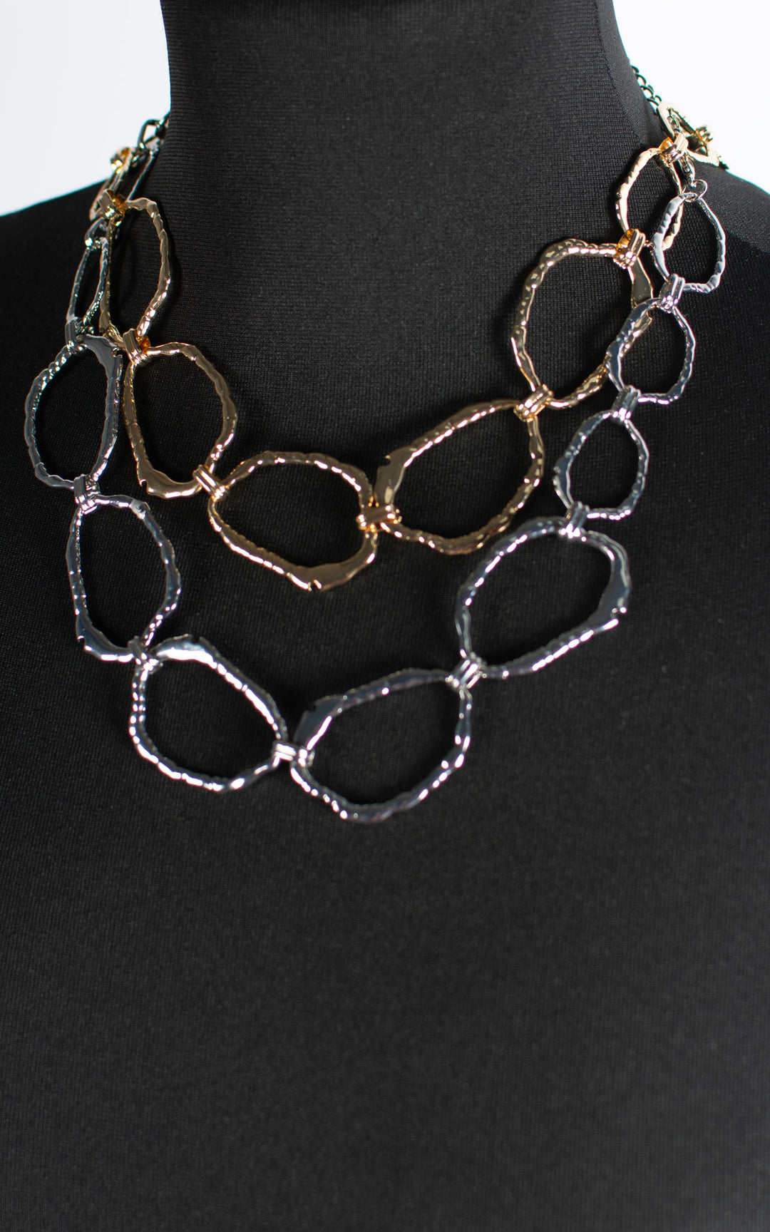 Jet Necklace | Abstract Chain | Short | Gold