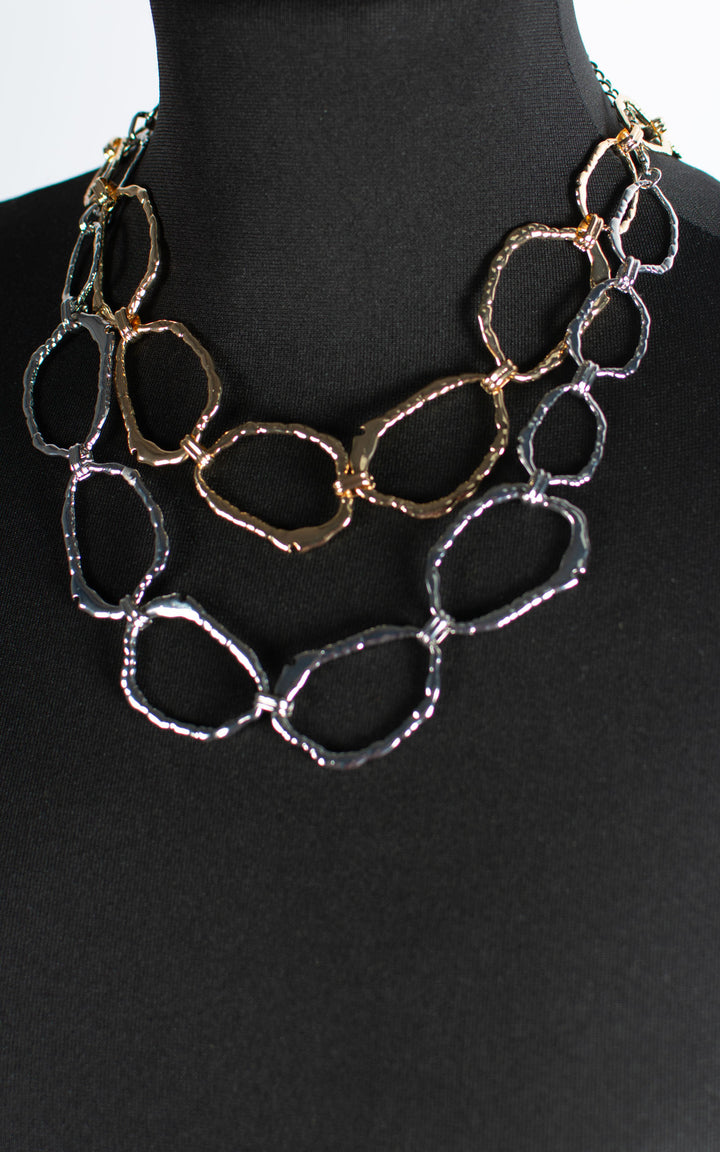 Jet Necklace | Abstract Chain | Short | Gold