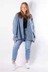 Collarless Denim Shirt Jacket | Denim