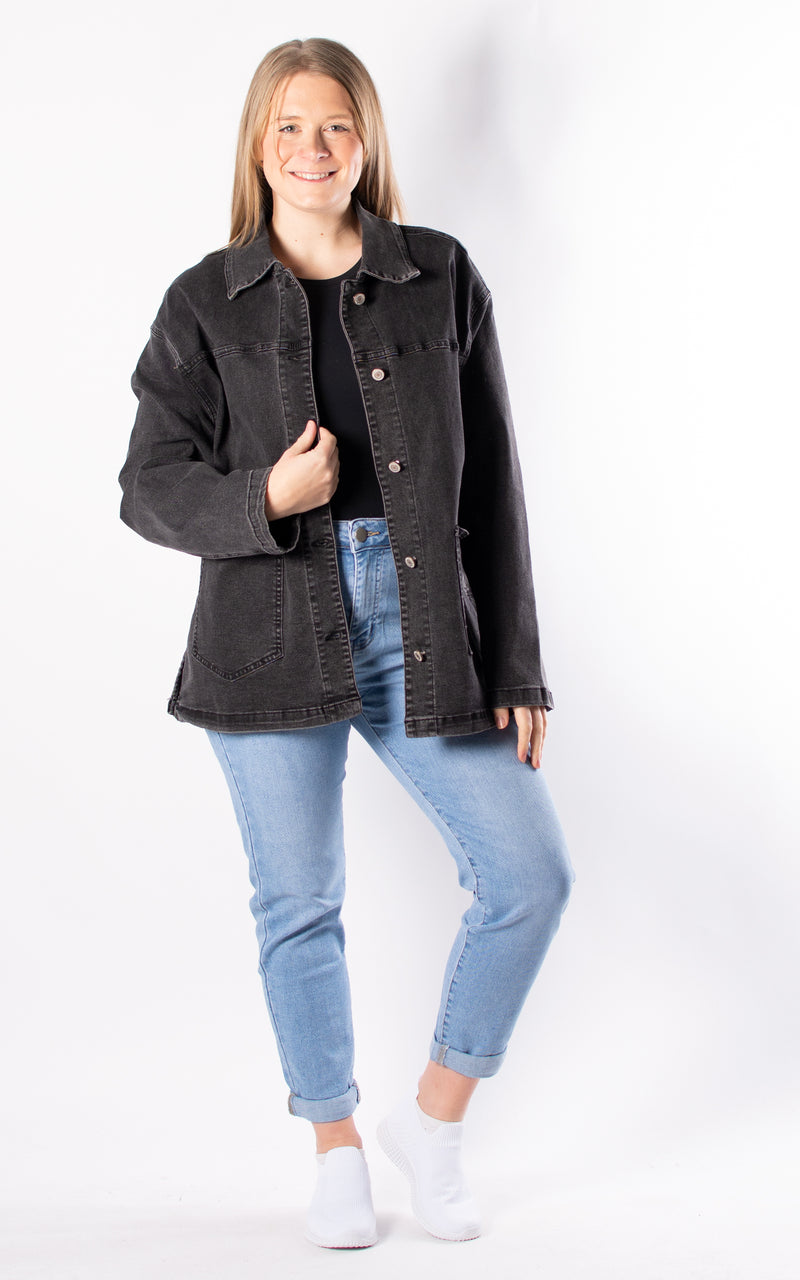 Denim Shirt Jacket | Black