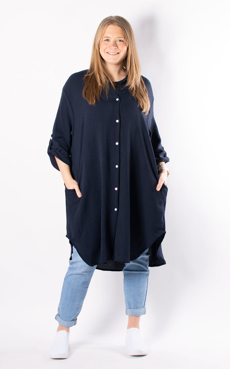 Tilly Longline Shirt | Navy