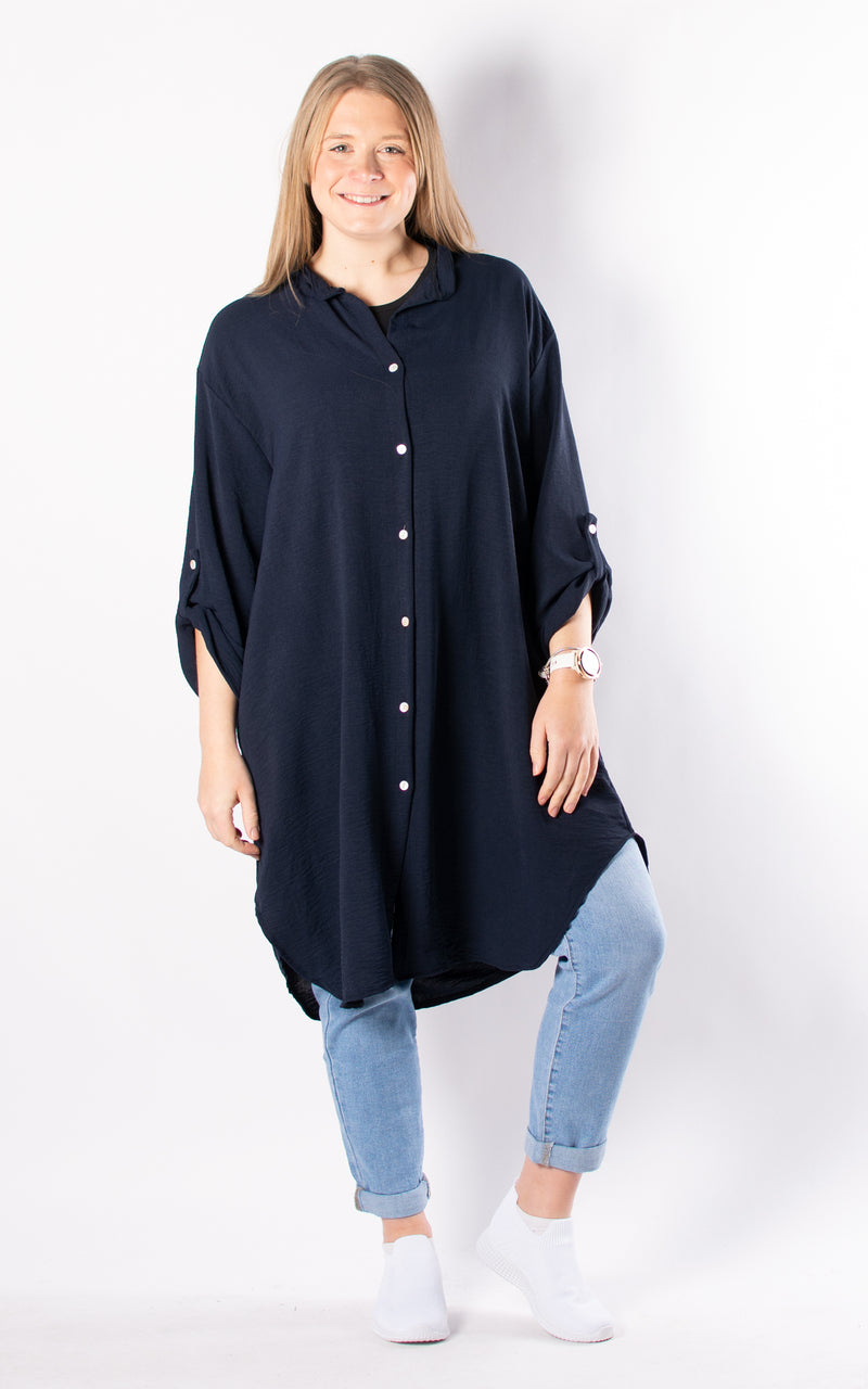 Tilly Longline Shirt | Navy