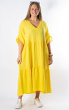 Gloria V-neck Dress | Yellow