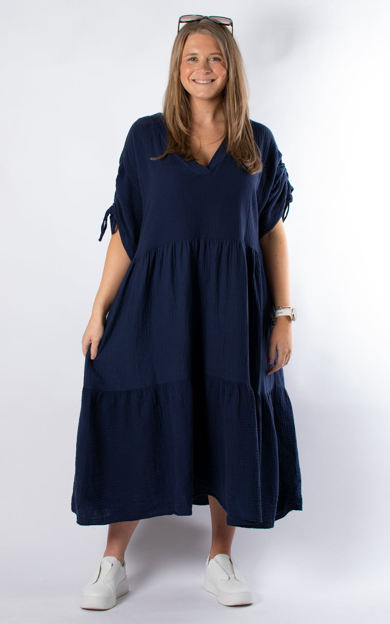 Gloria V-neck Dress | Navy