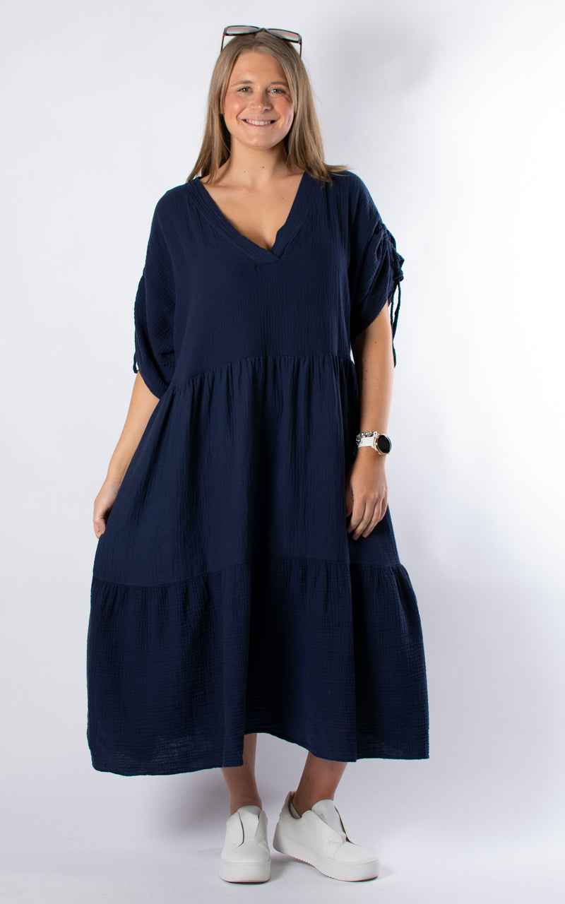 Gloria V-neck Dress | Navy