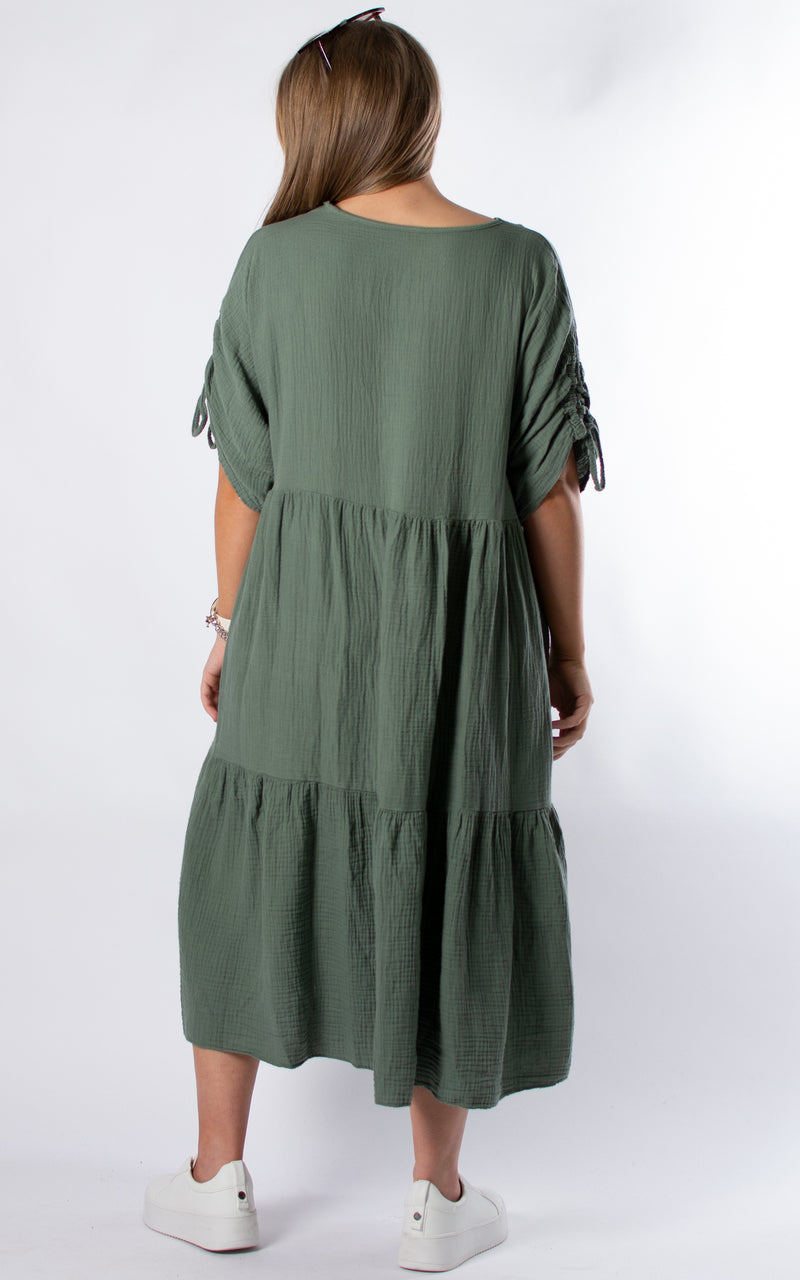 Gloria V-neck Dress | Khaki