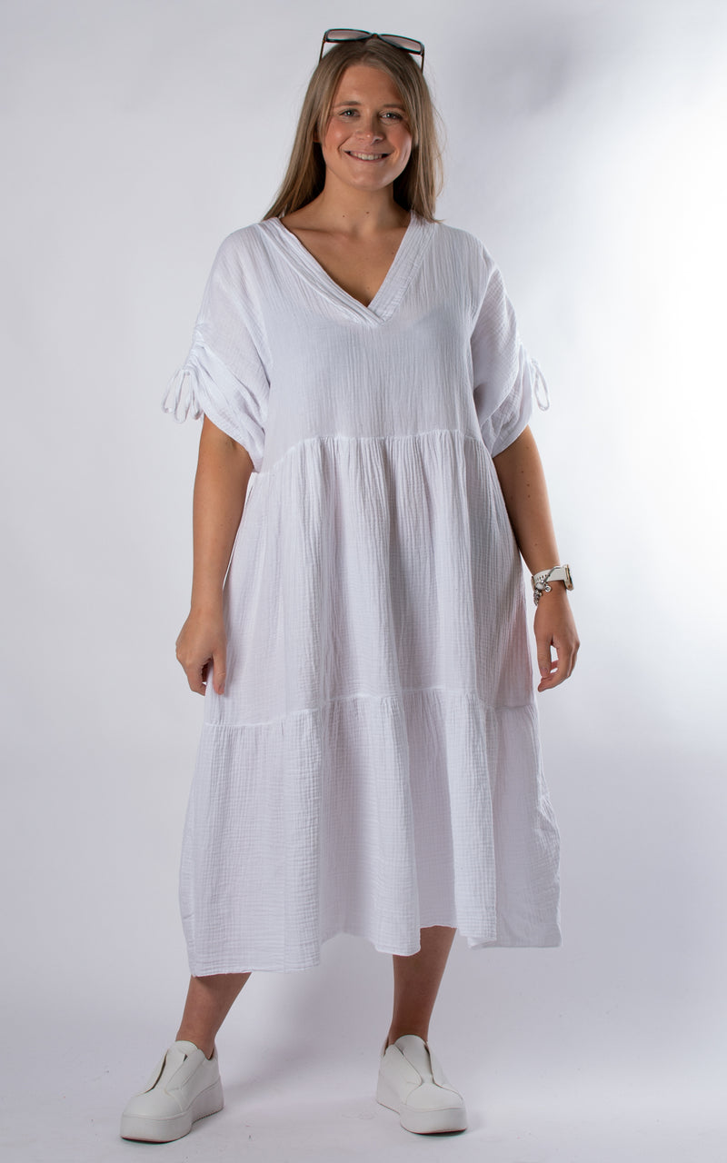 Gloria V-neck Dress | White