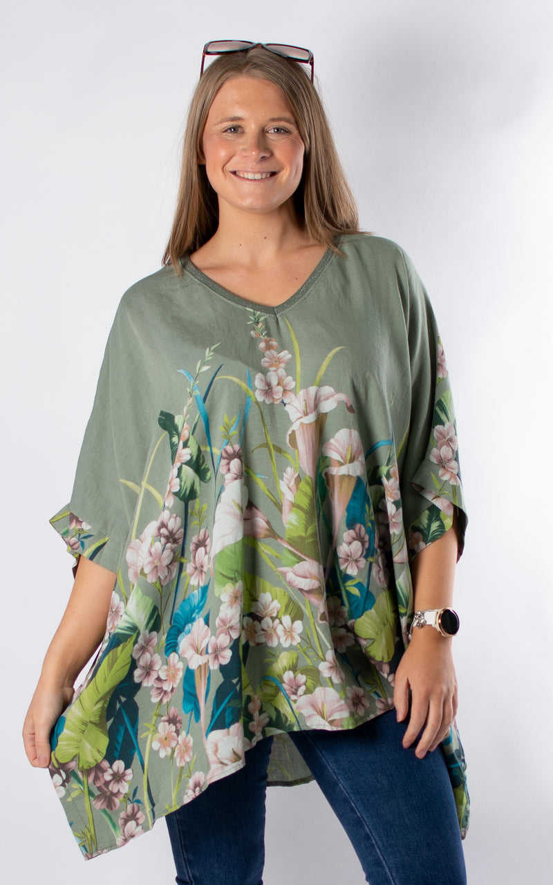 Shelley Floral Top | Khaki